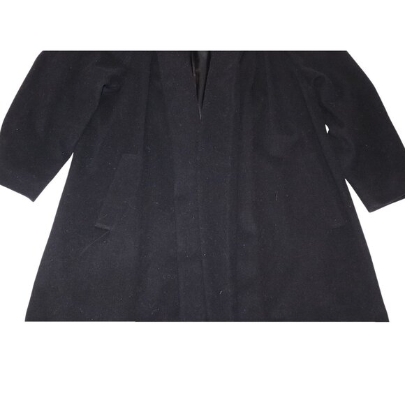 Charles Klein Black Wool Trench Coat Long Open Front Minimalist Old Money - Picture 6 of 9